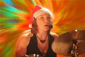 Karen Fisher on drums